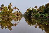 Kerala backwaters, our three hours neighborhood tour in the narrow canoe towards Vembanad Lake and along one of the  narrow canal running near our guest house at Kumarakom. 